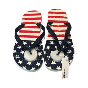 Sonoma Mens Flip Flops American Flag Medium (8-9) NWT